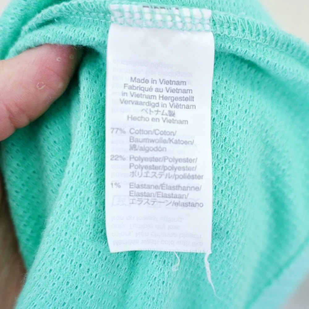 J. Crew -Medium- Ribbed Knit Teal T-Shirt Crew Neck Top Cotton Polyester Elastan